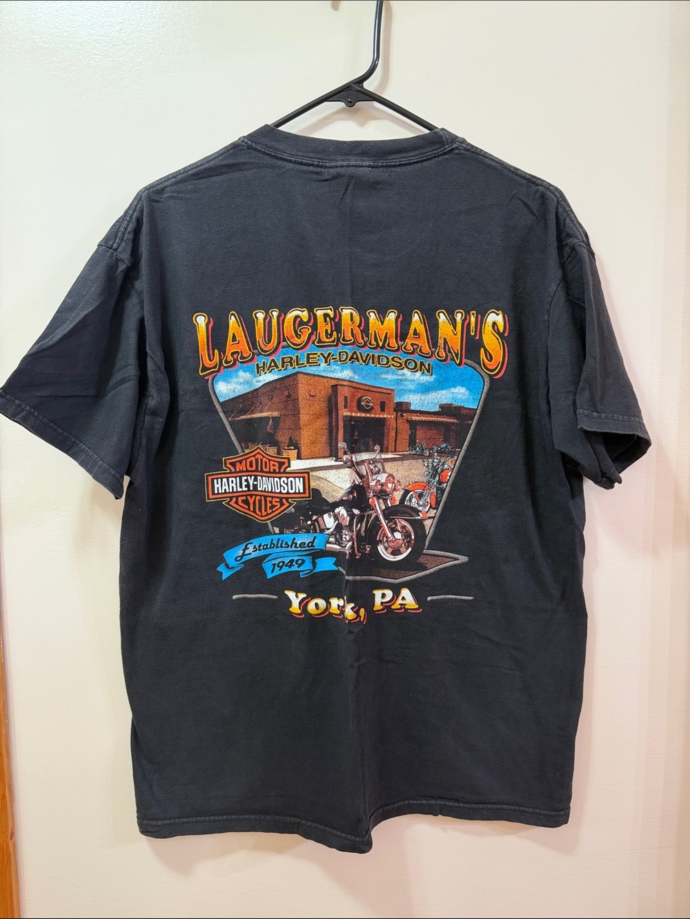 Vintage 90s Harley Davidson Laugerman’s T Shirt Large Very Good Condition